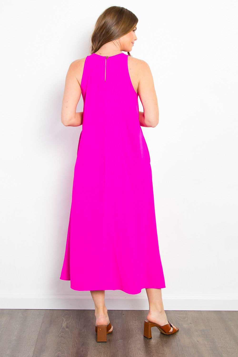 BE StageMidi Tank Dress with Pockets in Magenta