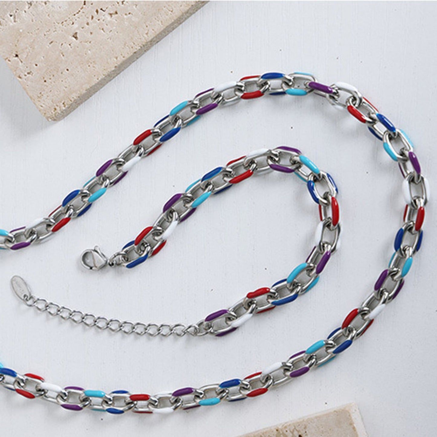 Beach Rose Co.Multicolor Enamel Chain Necklace