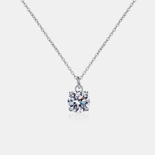 Beach Rose Co.Silver 1 Carat Moissanite Floating Pendant Necklace