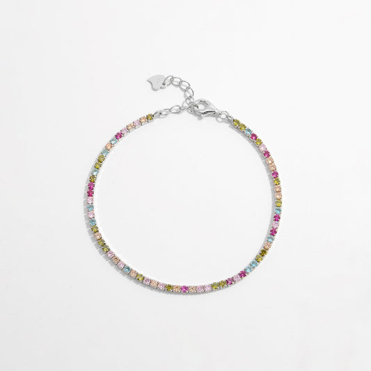 Beach Rose Co.Silver Multicolor Inlaid Zircon Tennis Bracelet