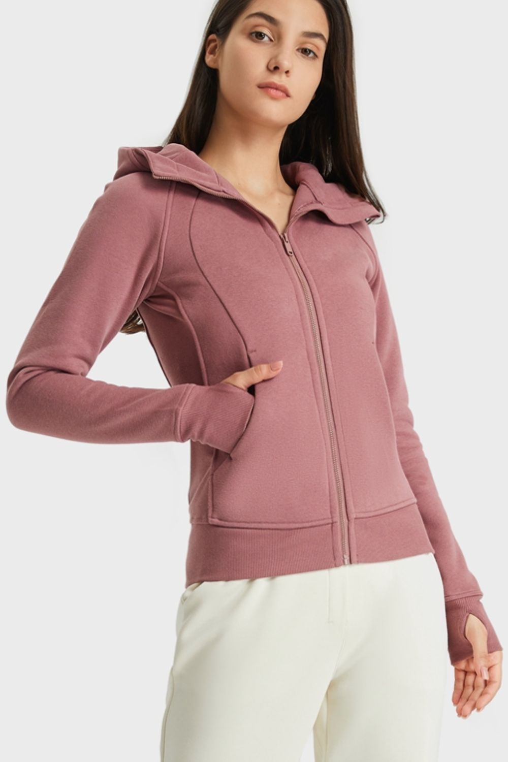 Beach Rose Co.Zip Up Seam Detail Hooded Sports Jacket