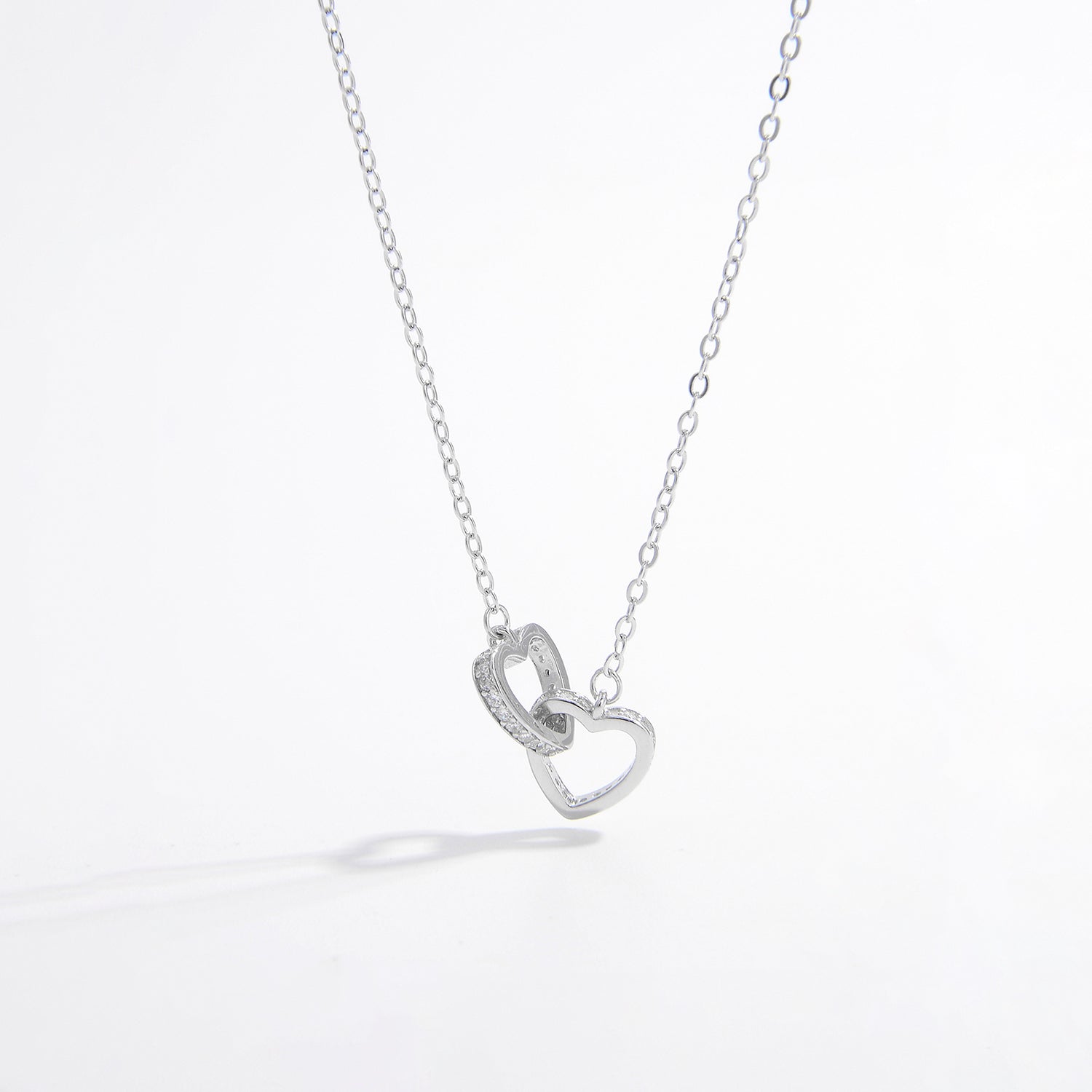 Beach Rose Co.Silver Inlaid Zircon Tangled Hearts Necklace