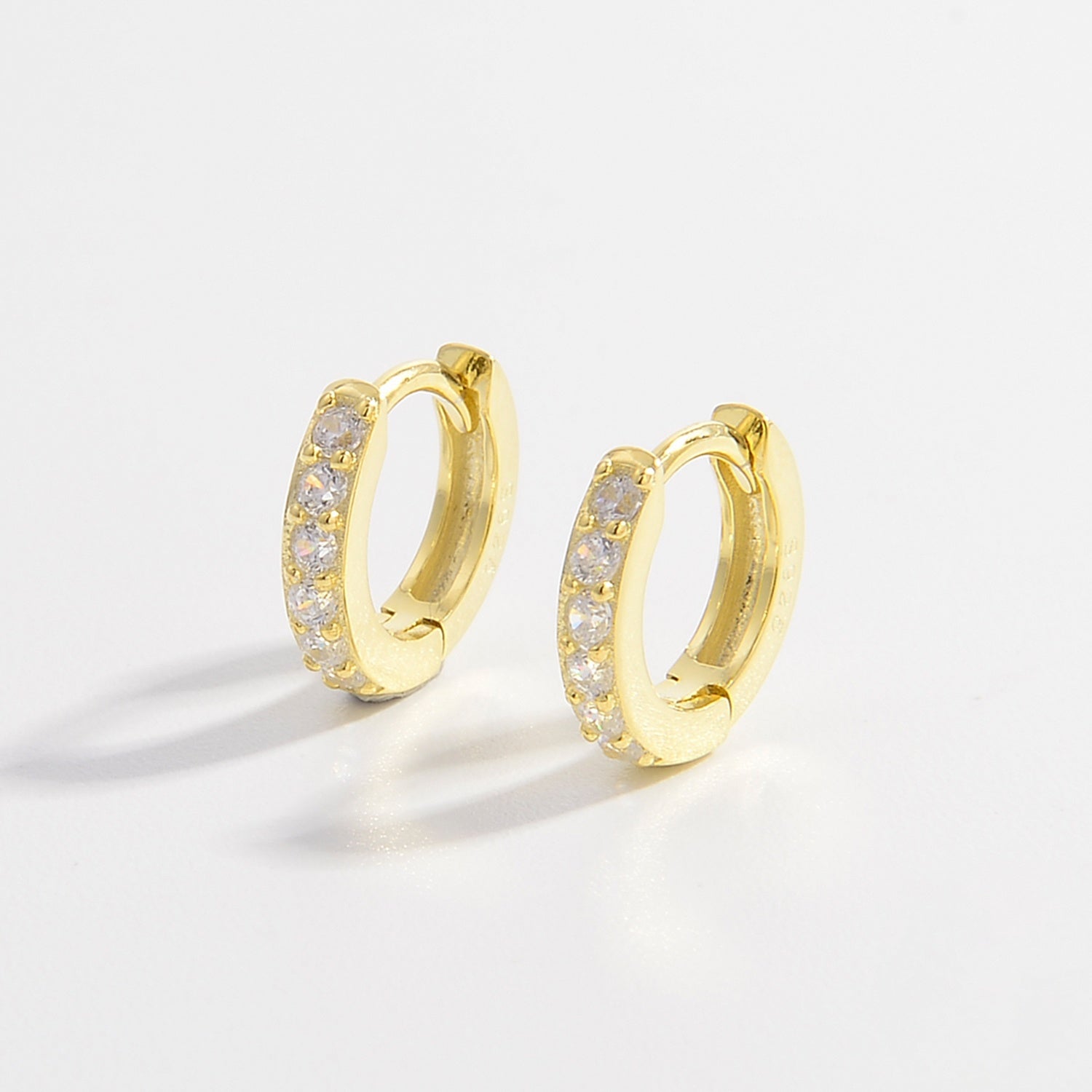 Beach Rose Co.Gold Inlaid Zircon Huggie Hoop Earrings