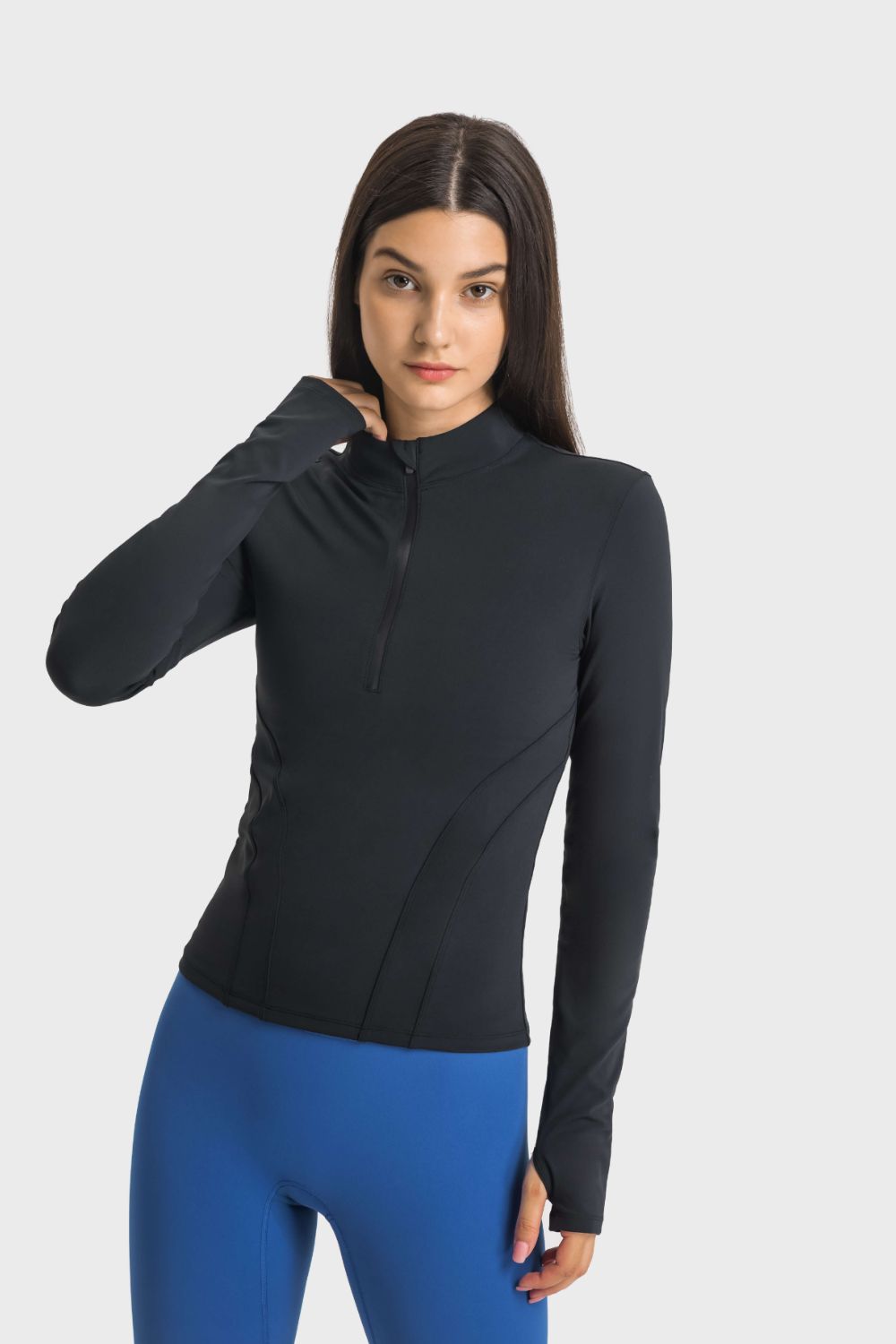 Beach Rose Co.Half Zip Thumbhole Sleeve Sports Top