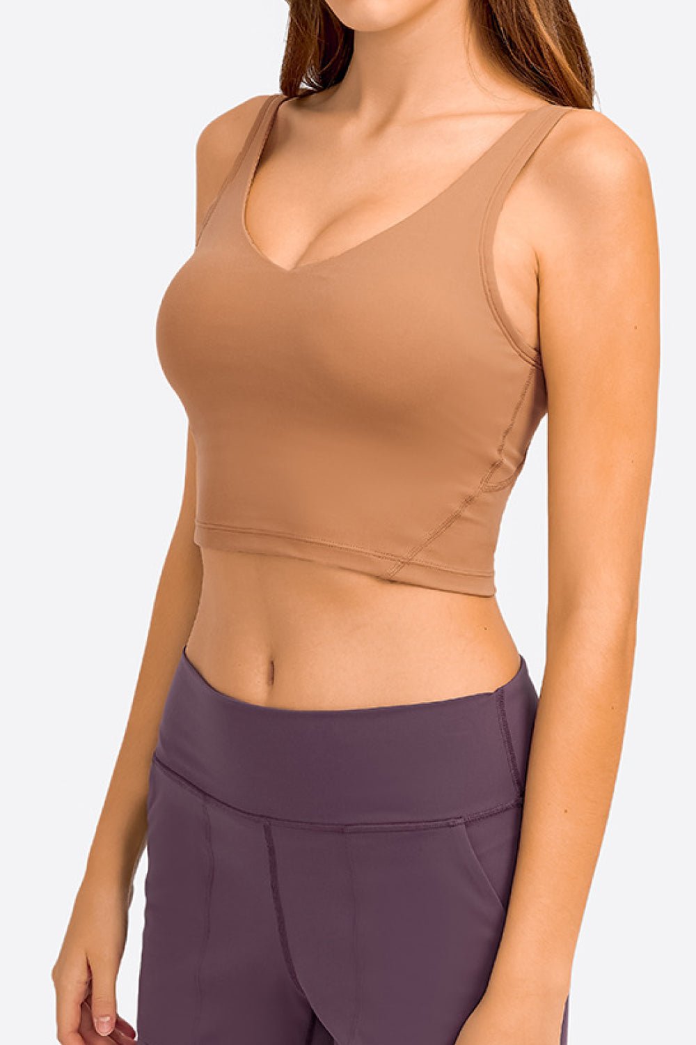 Beach Rose Co.Deep V - Neck Crop Sports Bra