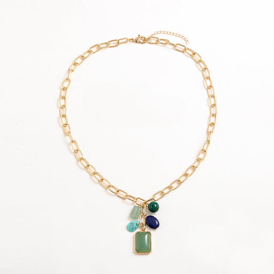 Beach Rose Co.Gold Gemstone Pendant Necklace
