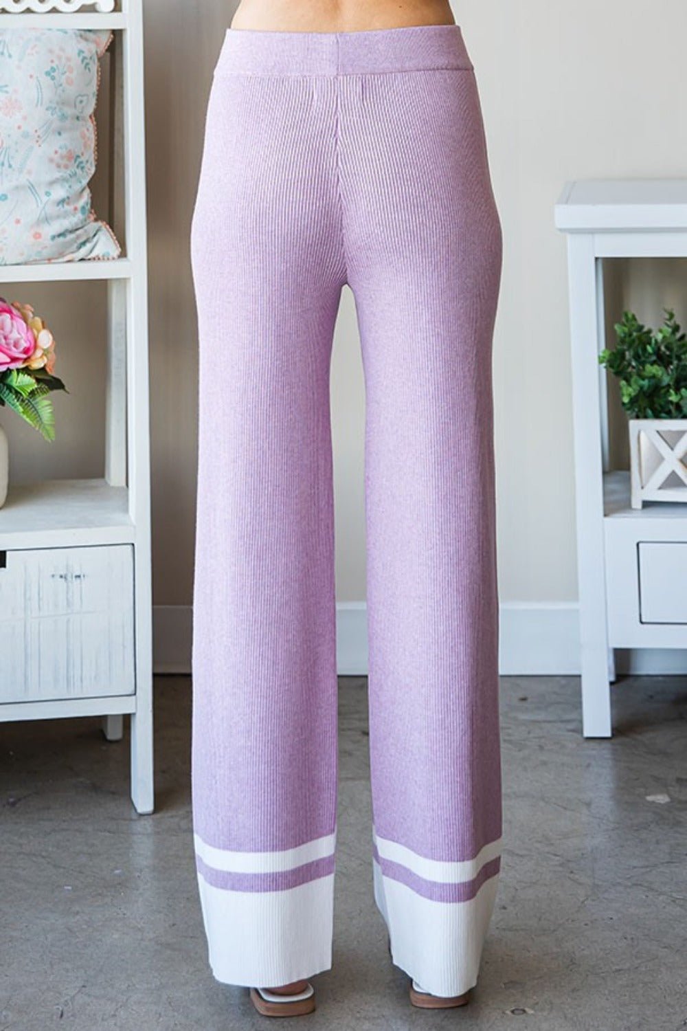 First LoveContrast Rib Knit Pants in Pale Lilac