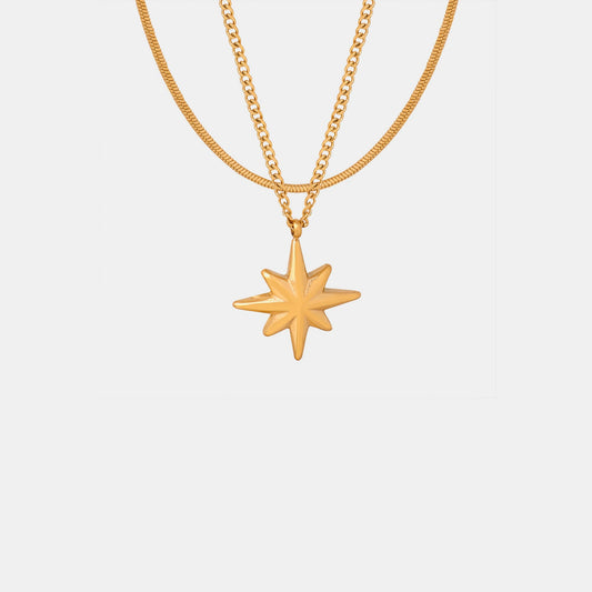 Beach Rose Co.Gold Star Pendant Double Strand Necklace