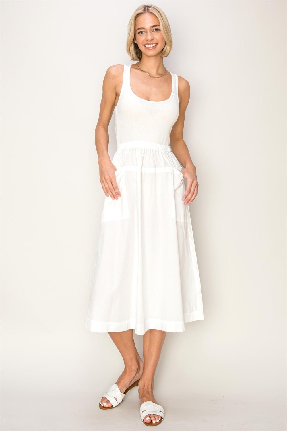 HYFVEMixed Media Midi Tank Dress in Off - White