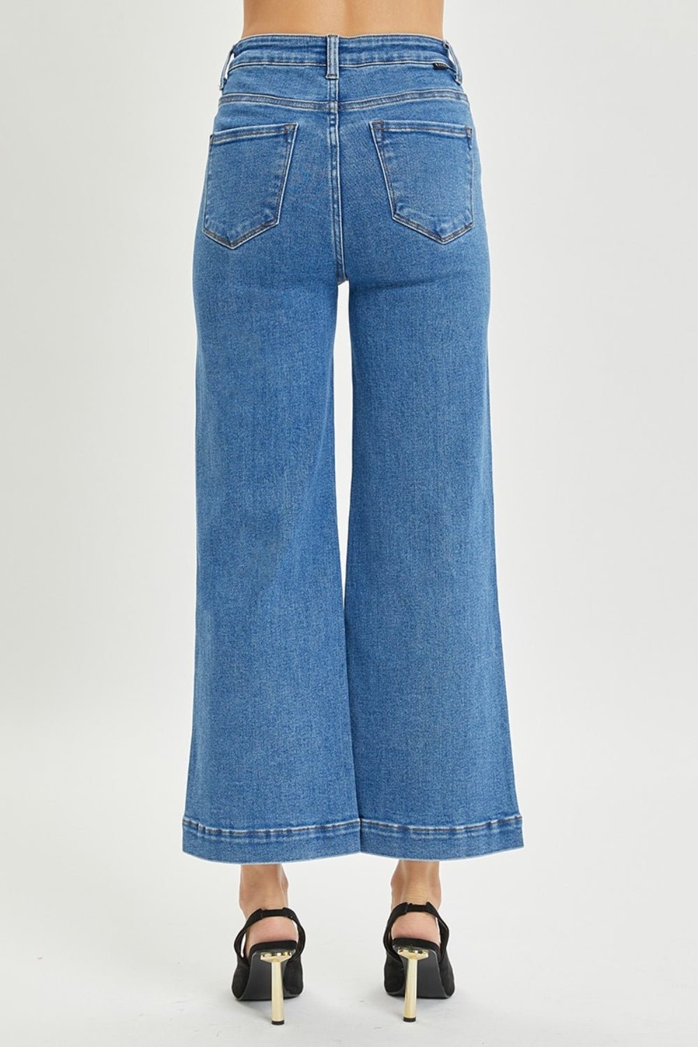 RISENMedium Wash High Rise Wide Leg Jeans