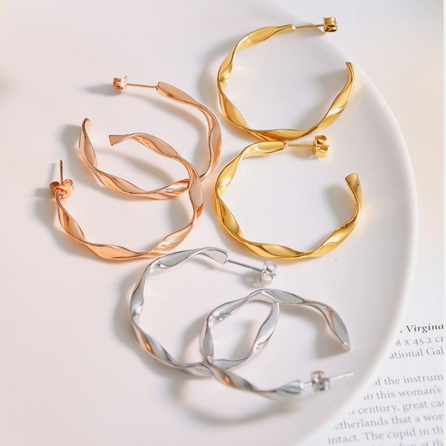 Beach Rose Co.Twisted C - Hoop Earrings