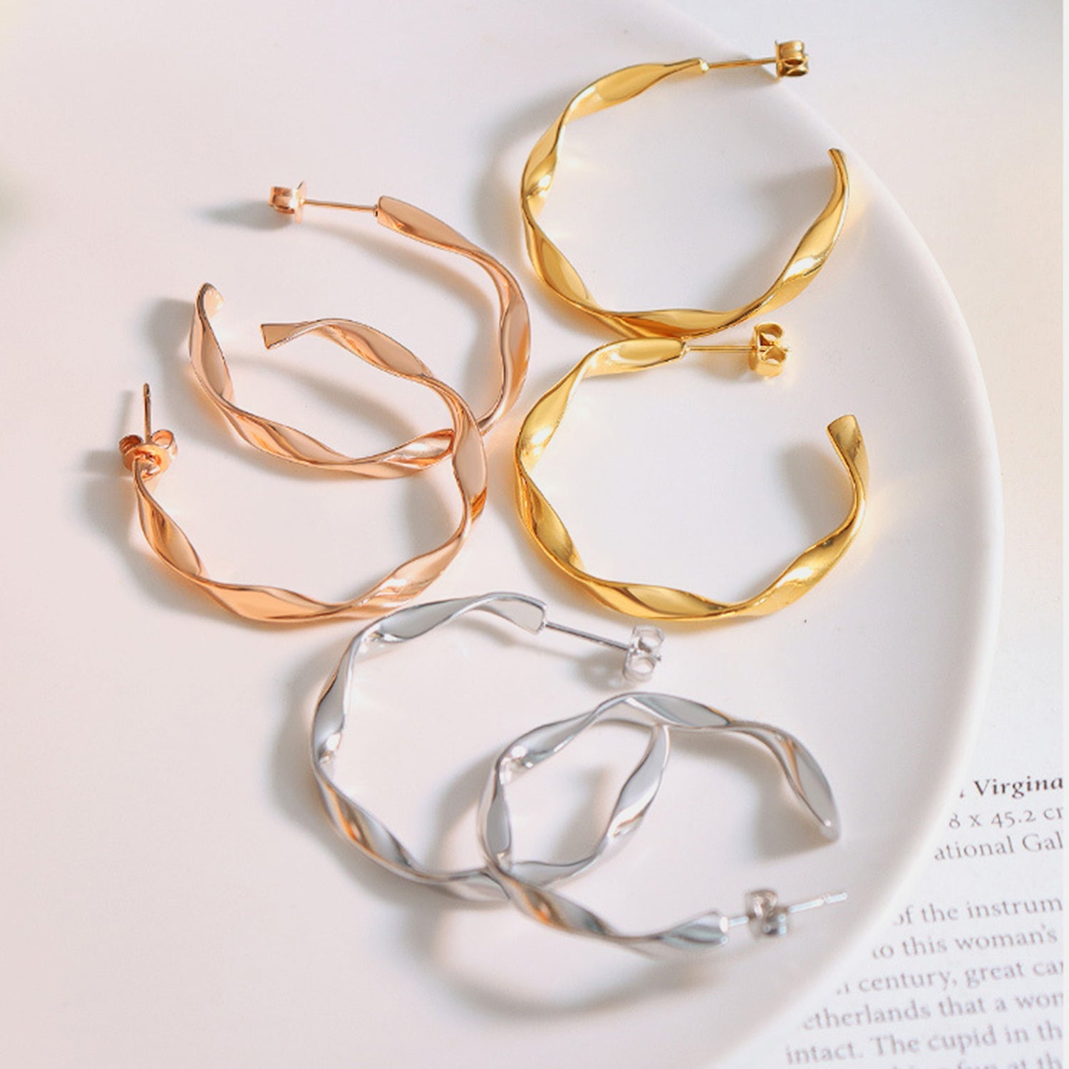 Beach Rose Co.Twisted C - Hoop Earrings