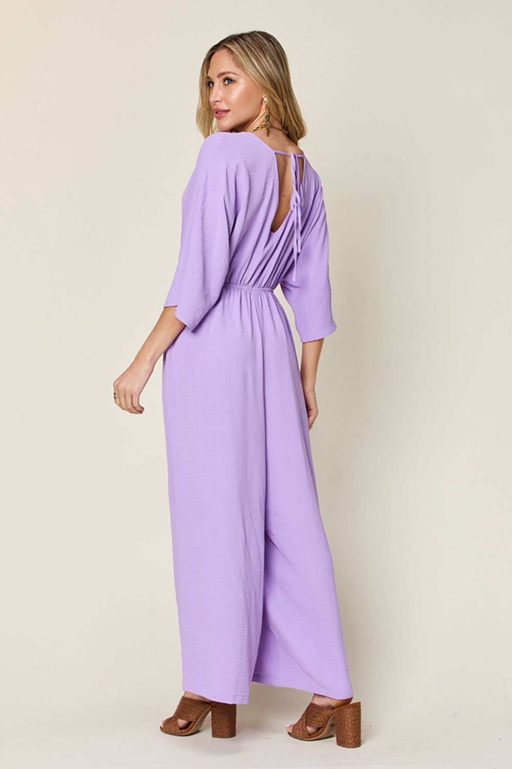 Double TakeHalf Sleeve Wide Leg Jumpsuit