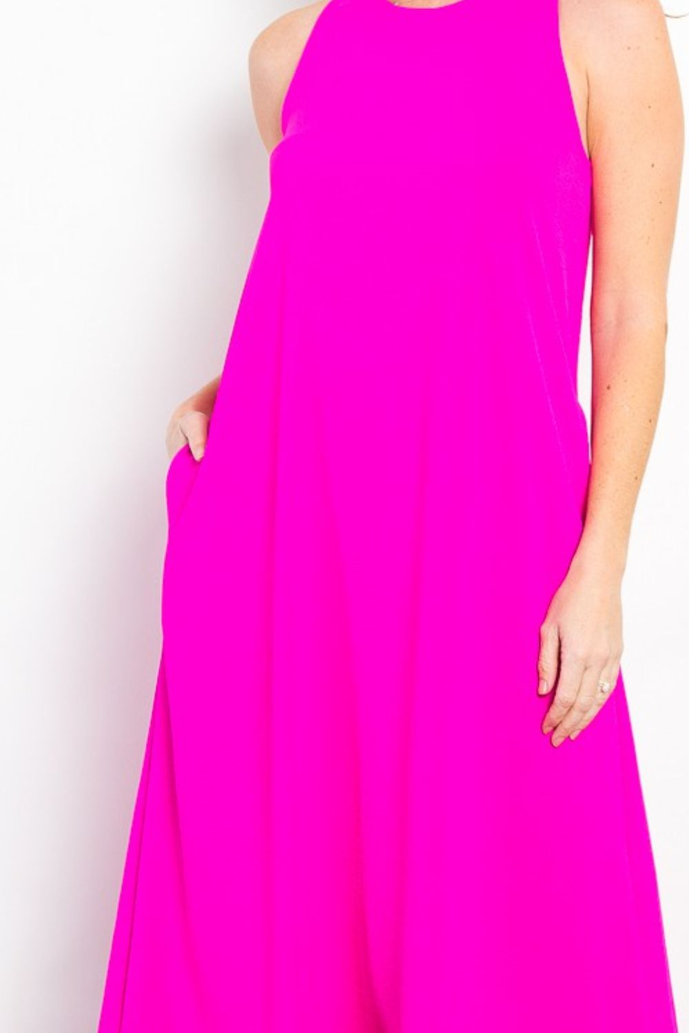 BE StageMidi Tank Dress with Pockets in Magenta