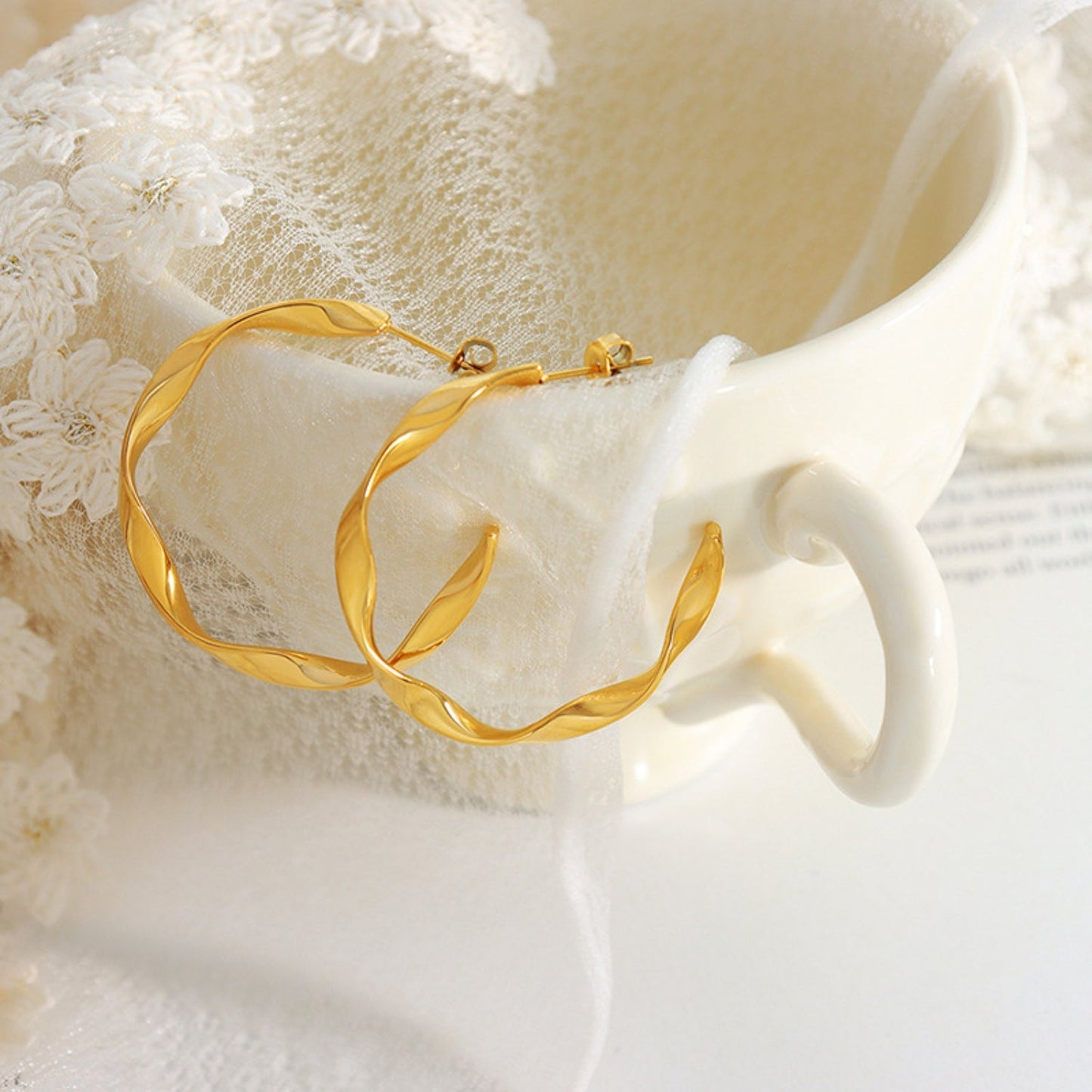 Beach Rose Co.Twisted C - Hoop Earrings