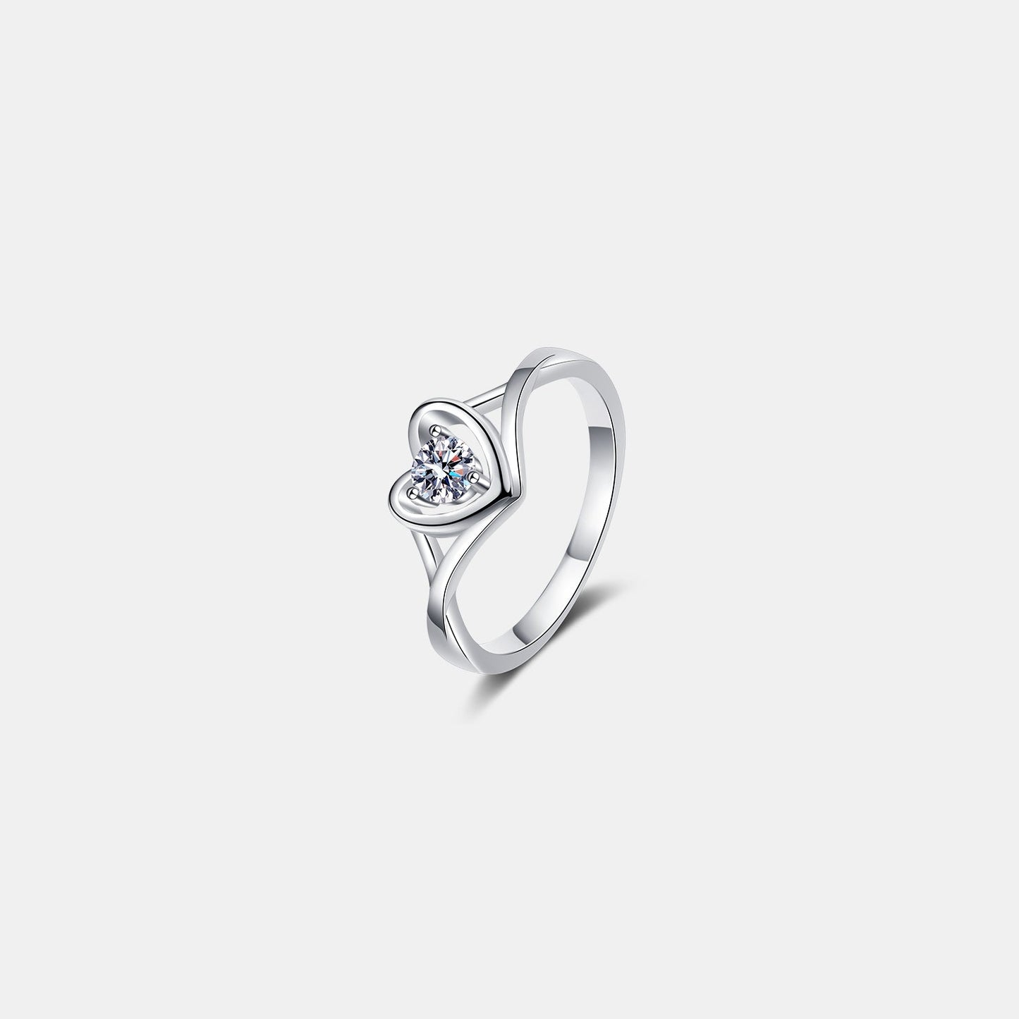 Beach Rose Co.Silver Moissanite Heart Setting Ring