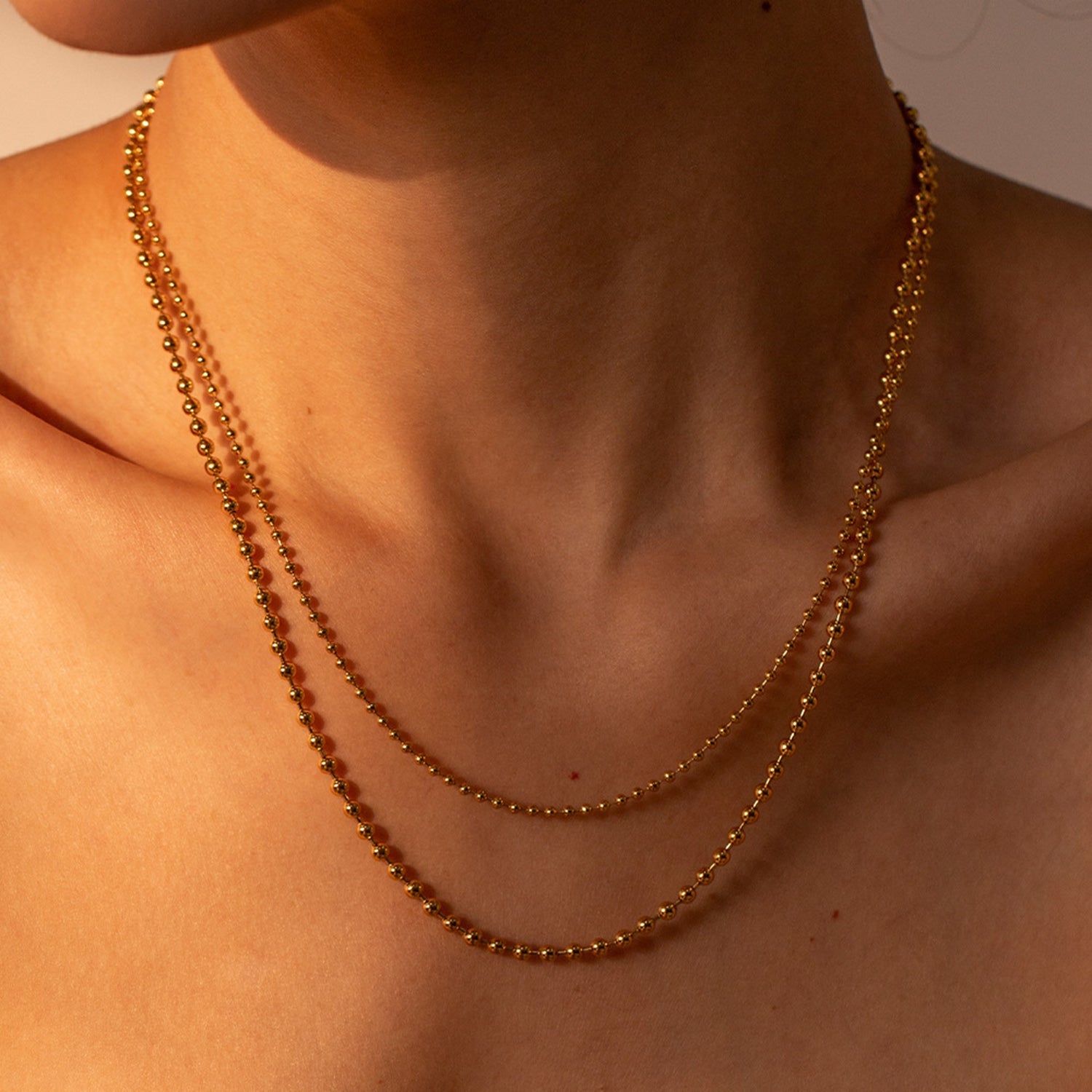 Beach Rose Co.Gold Double Strand Bead Chain Necklace