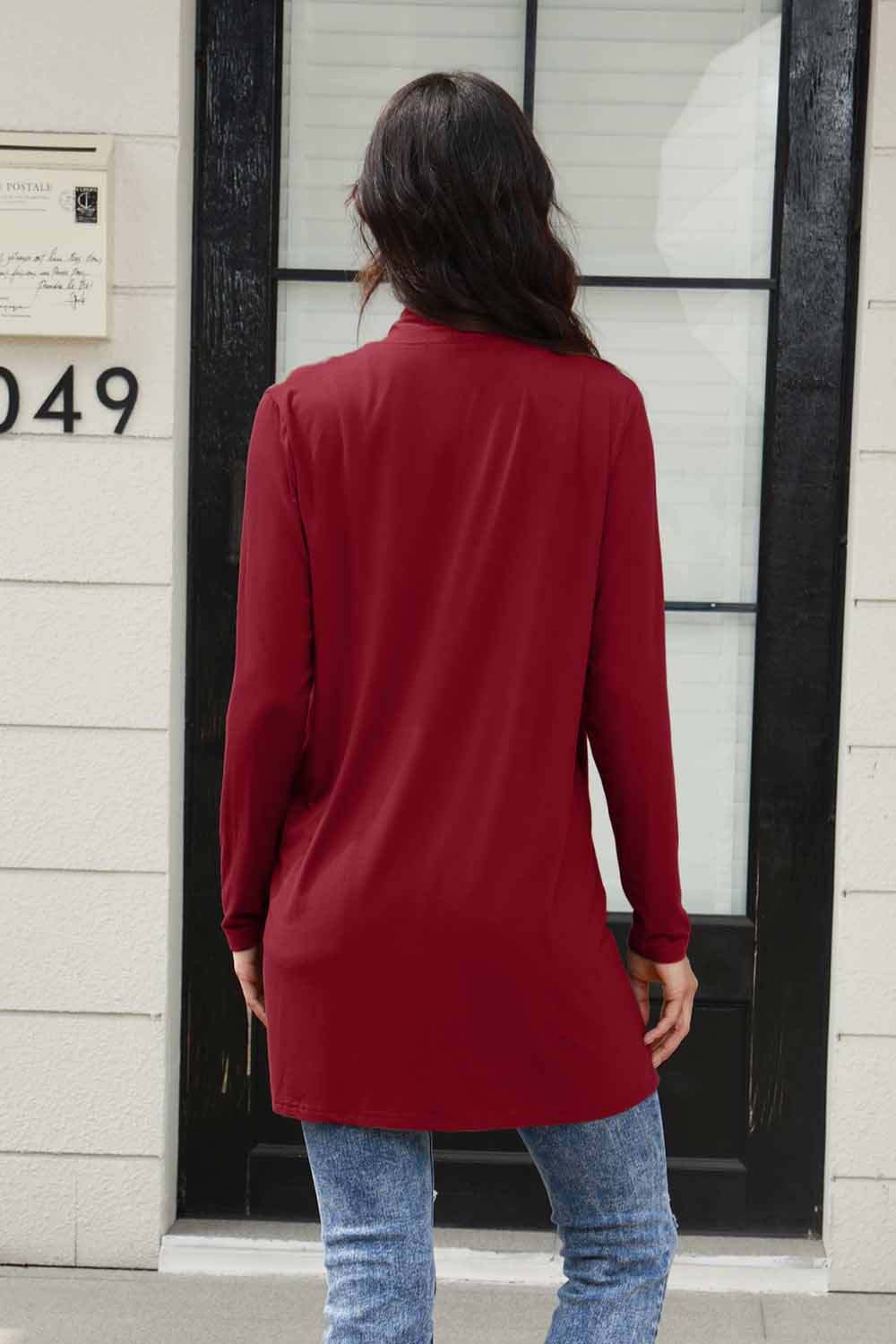 Basic BaeOpen Front Long Sleeve Cardigan with Pockets