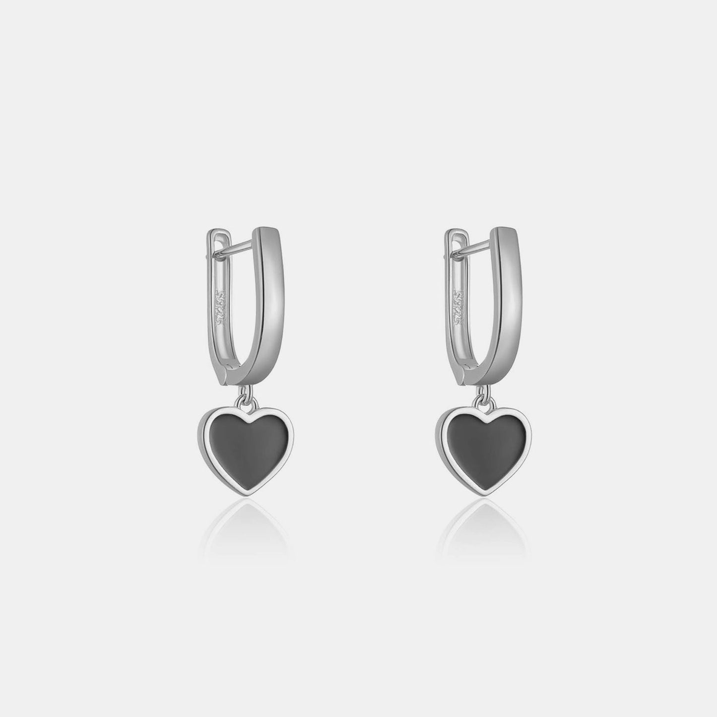 Beach Rose Co.Black Heart Drop Pendant English Lock Earrings