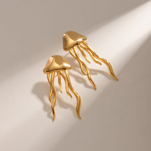 Beach Rose Co.Gold Jellyfish Drop Earrings