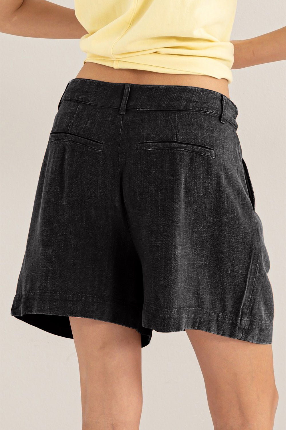 HYFVEHigh Waist Pleated Shorts in Black