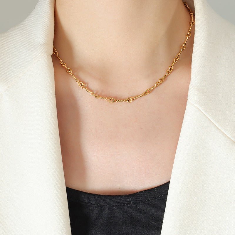 Beach Rose Co.Gold Twisted Link Chain Necklace