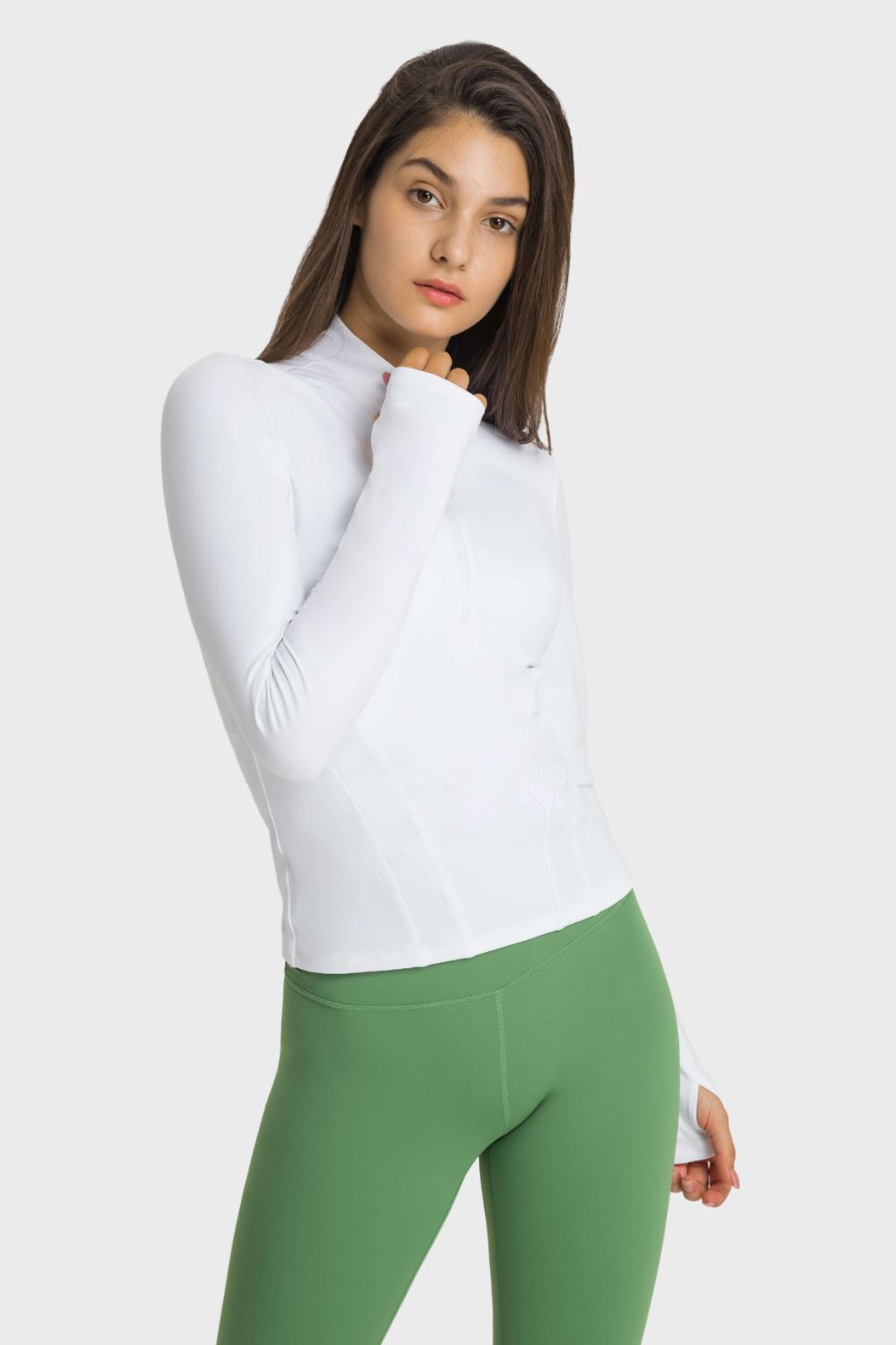 Beach Rose Co.Half Zip Thumbhole Sleeve Sports Top