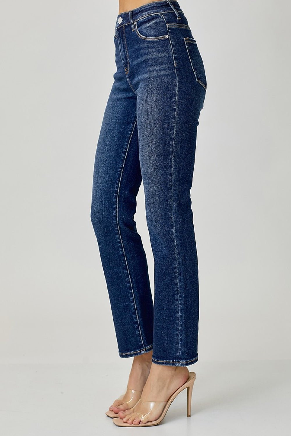 RISENDark Wash High Waist Straight Leg Jeans