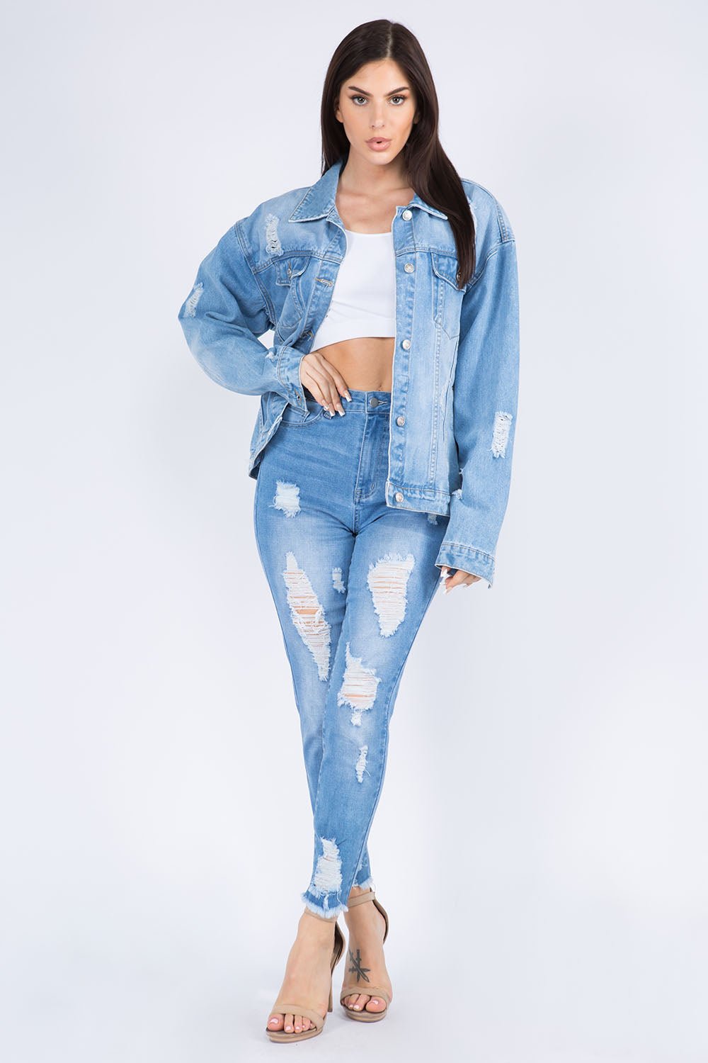 American BaziLos Angeles Distressed Denim Jacket