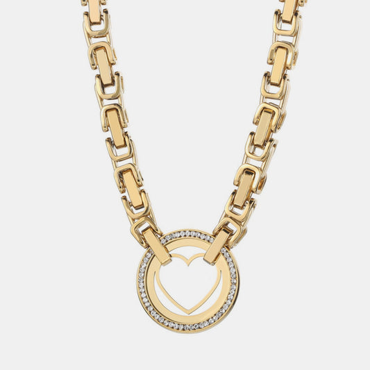 Beach Rose Co.Cutout Heart Inlaid Zircon Chain Necklace