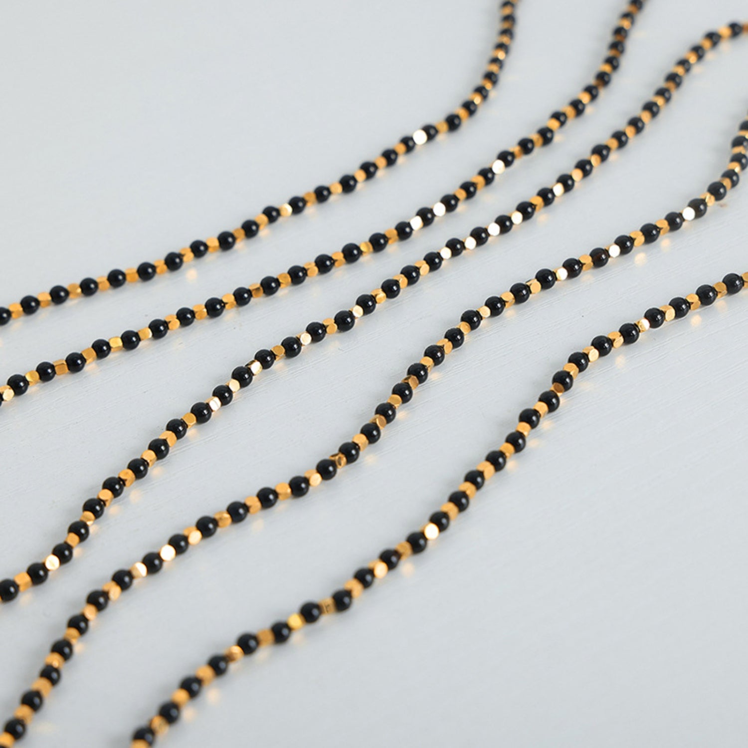 Beach Rose Co.Gold & Black Agate Beaded Necklace