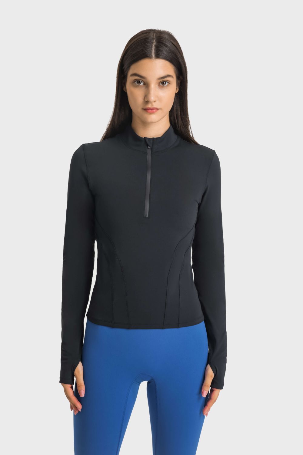 Beach Rose Co.Half Zip Thumbhole Sleeve Sports Top