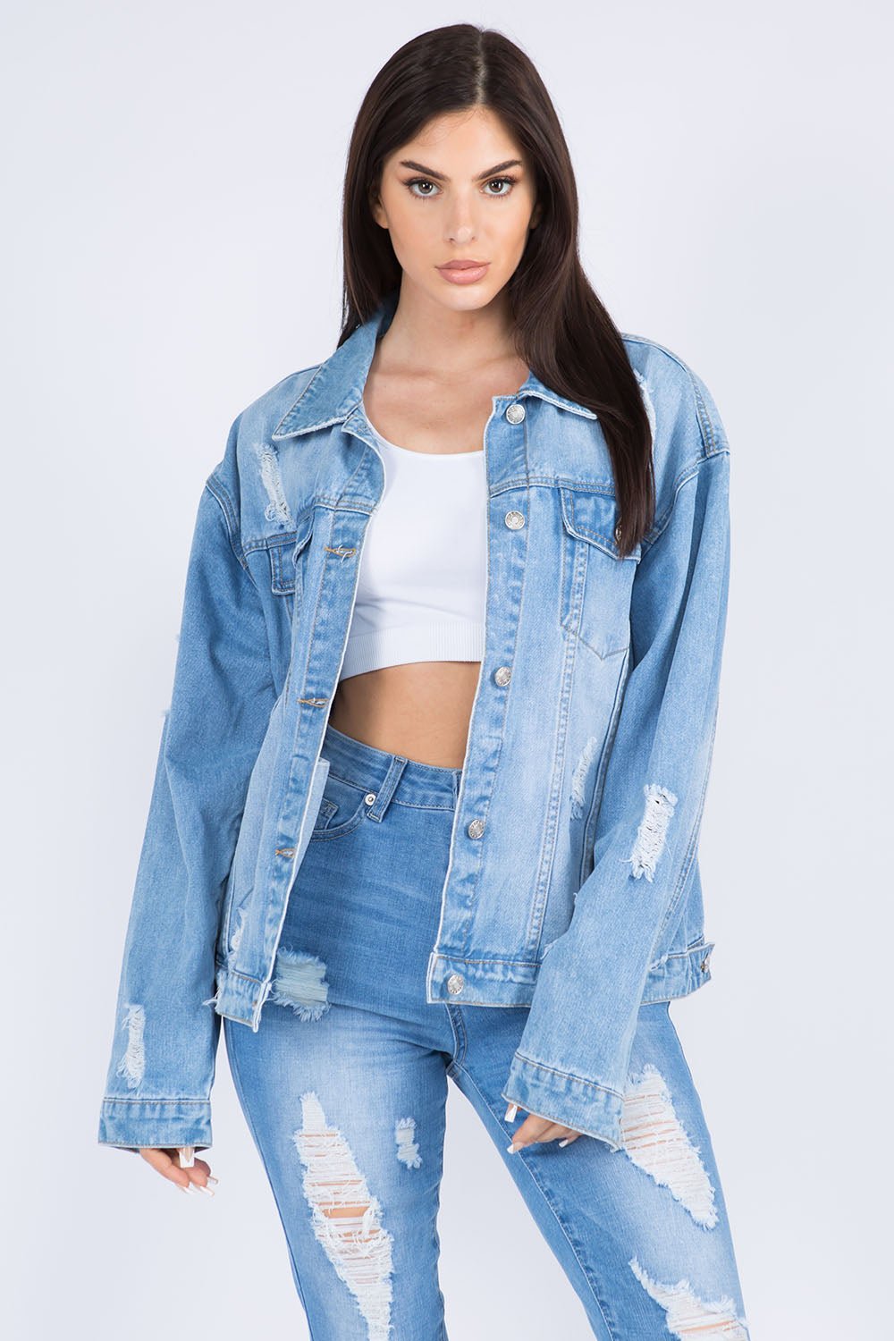 American BaziLos Angeles Distressed Denim Jacket