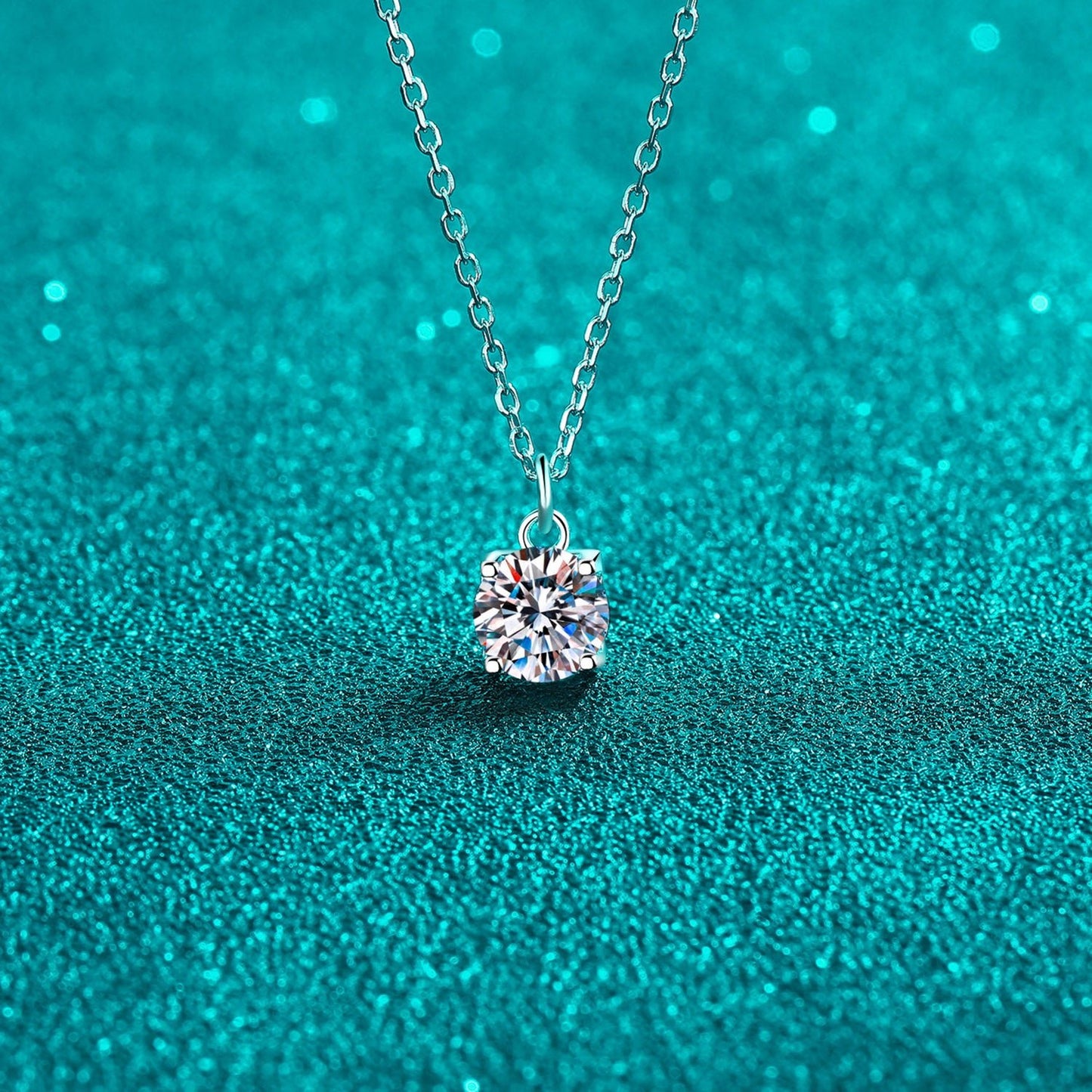 Beach Rose Co.Silver 1 Carat Moissanite Floating Pendant Necklace