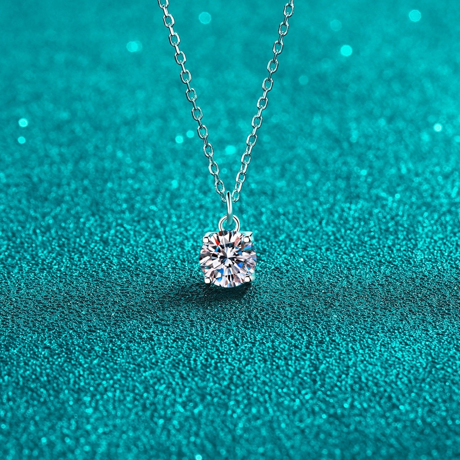 Beach Rose Co.Silver 1 Carat Moissanite Floating Pendant Necklace