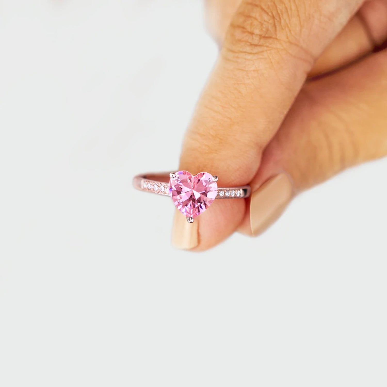 Beach Rose Co.Rose Gold Pink Zircon Heart Ring