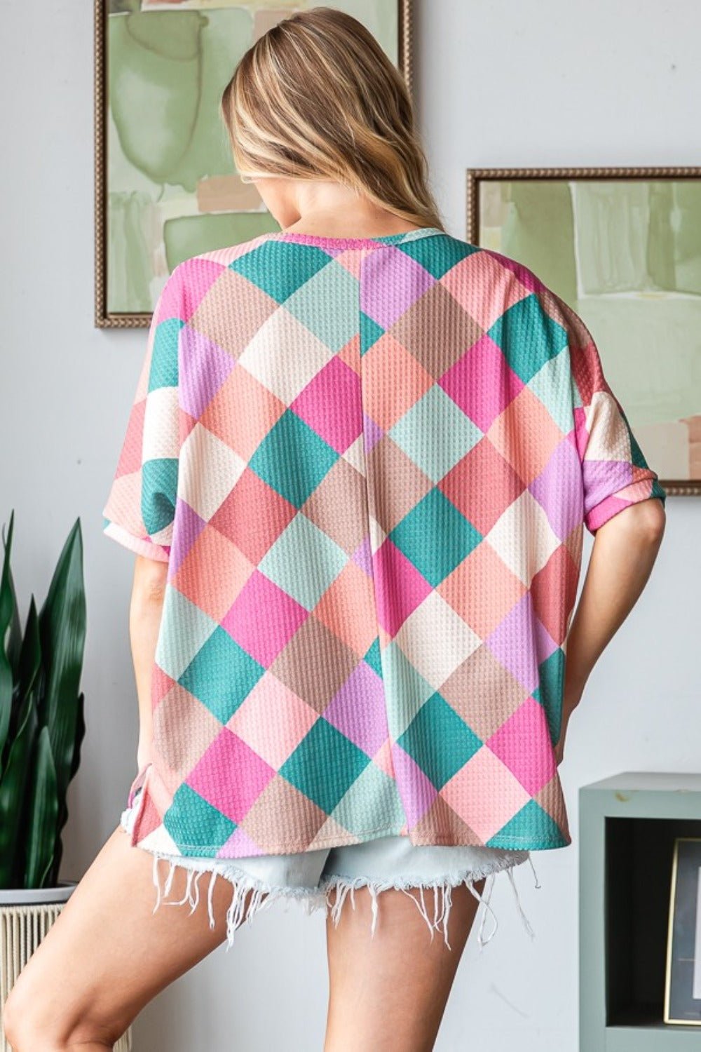 HOPELYMulti Colored Argyle Tunic T - Shirt