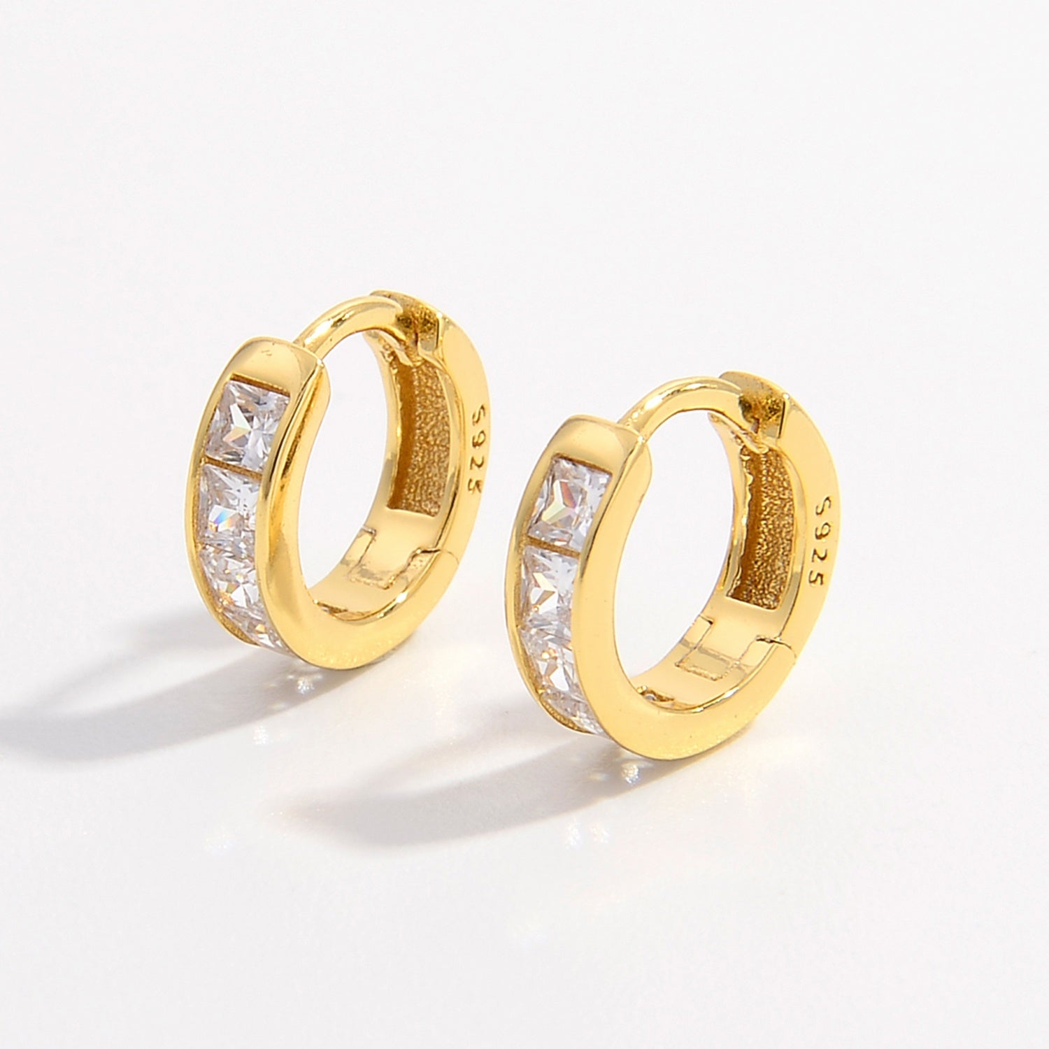 Beach Rose Co.Gold Inlaid Zircon Huggie Hoop Earrings