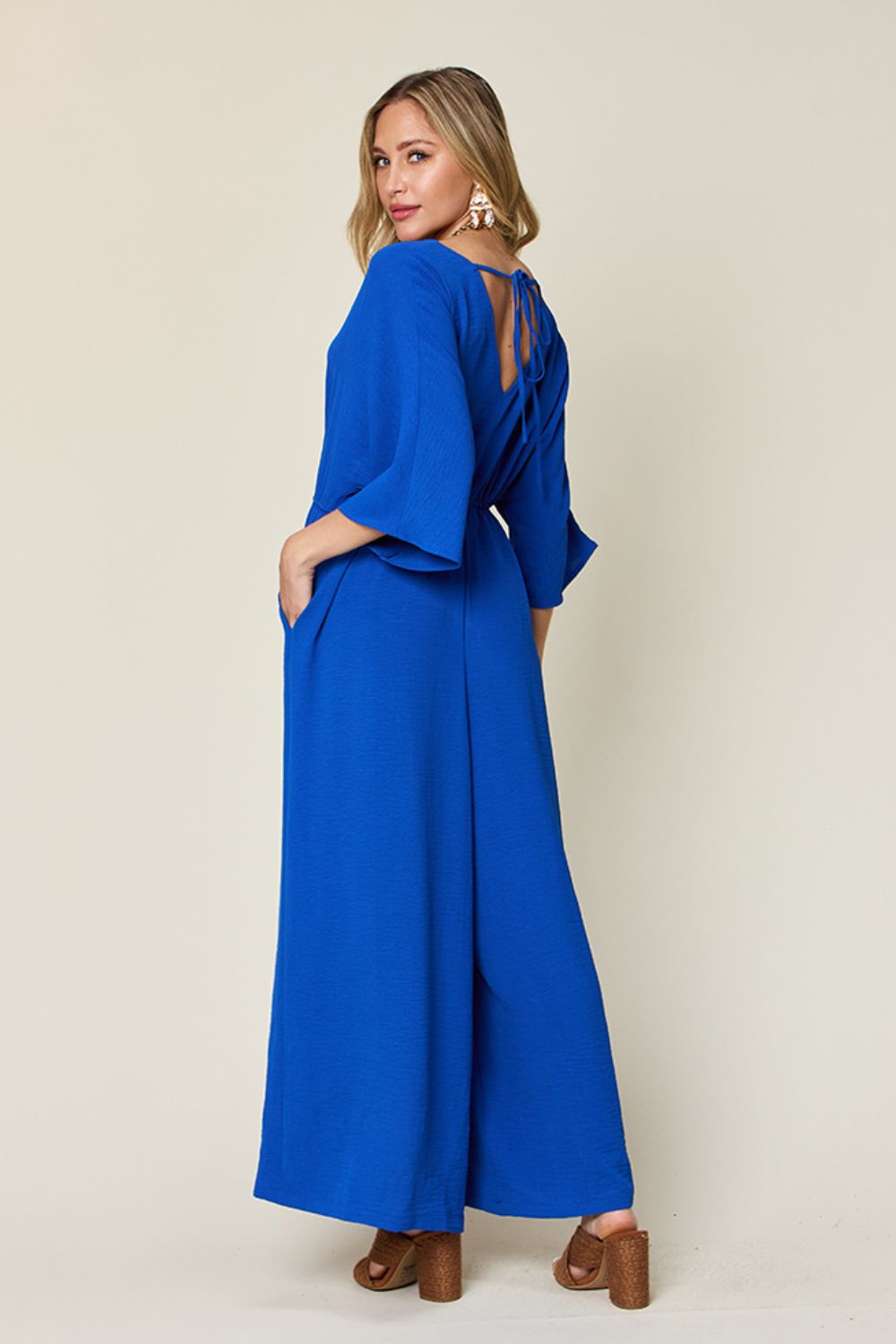 Double TakeHalf Sleeve Wide Leg Jumpsuit