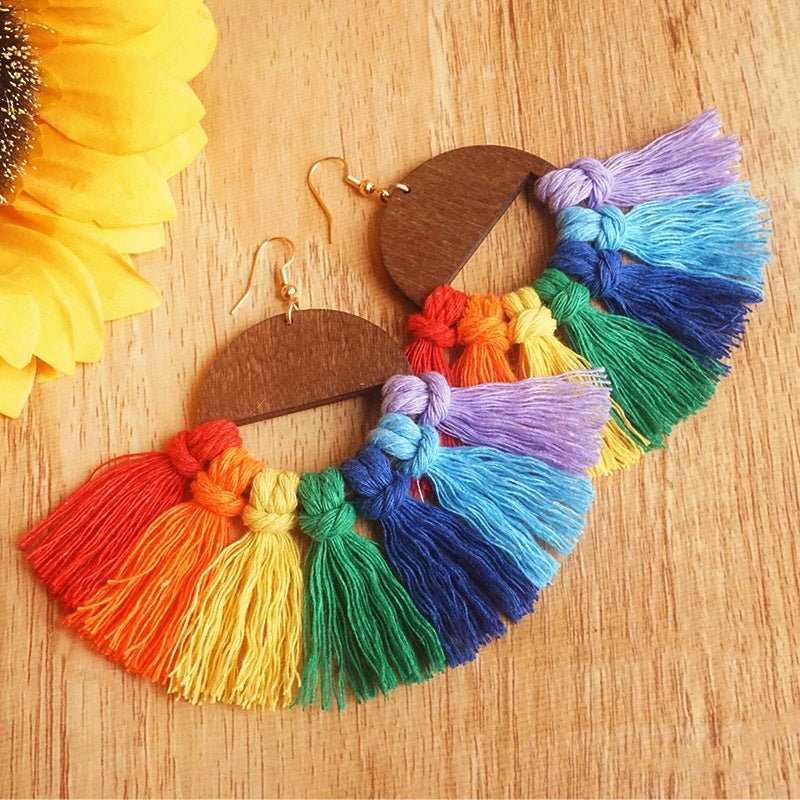 Rainbow Tassel Detail Drop EarringsEarringsBeach Rose Co.