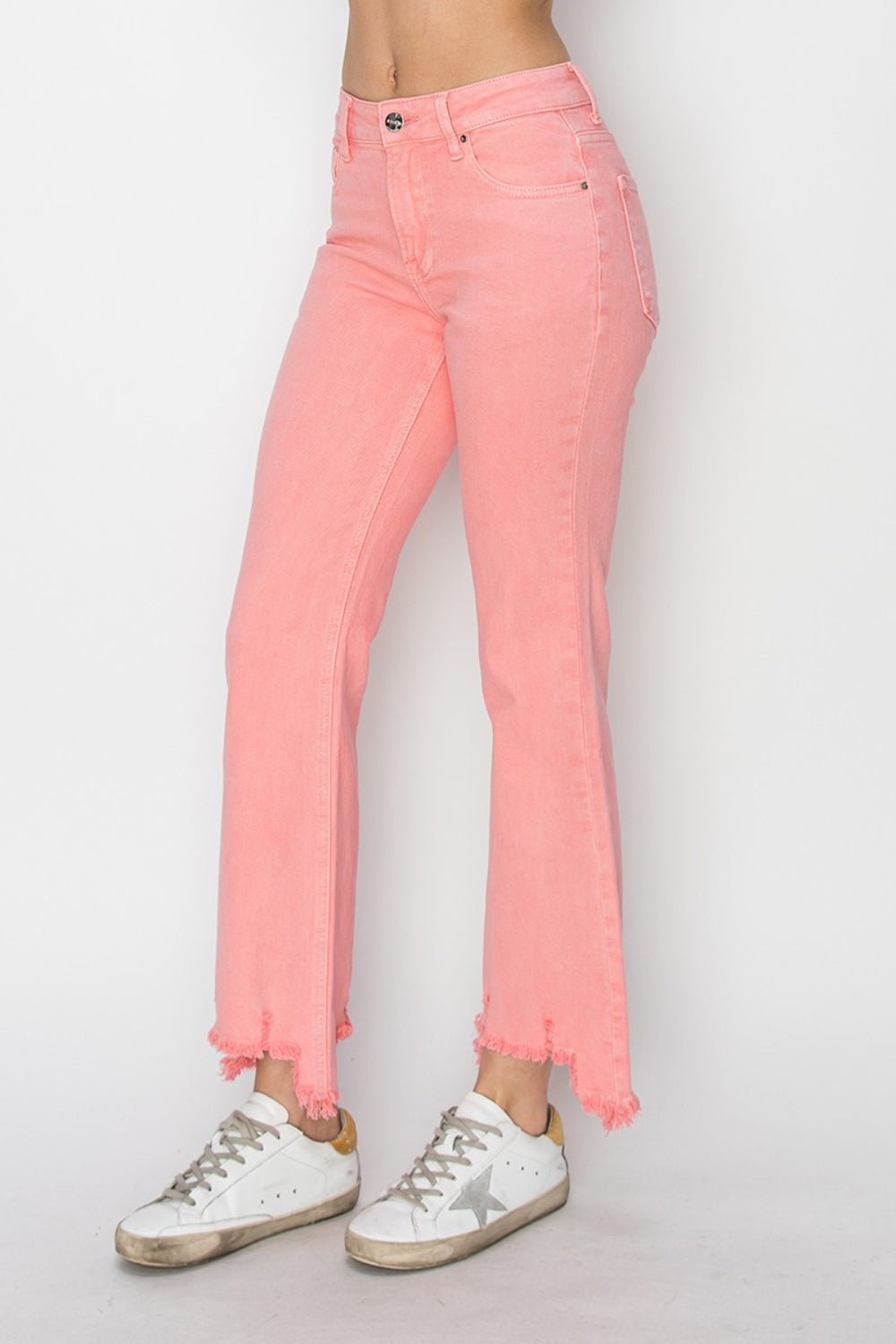 Raw Hem Bootcut Jeans in FlamingoJeansRISEN