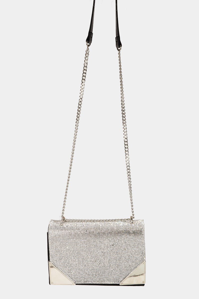 Rhinestone Studded Rectangle Crossbody BagCrossbody BagFame