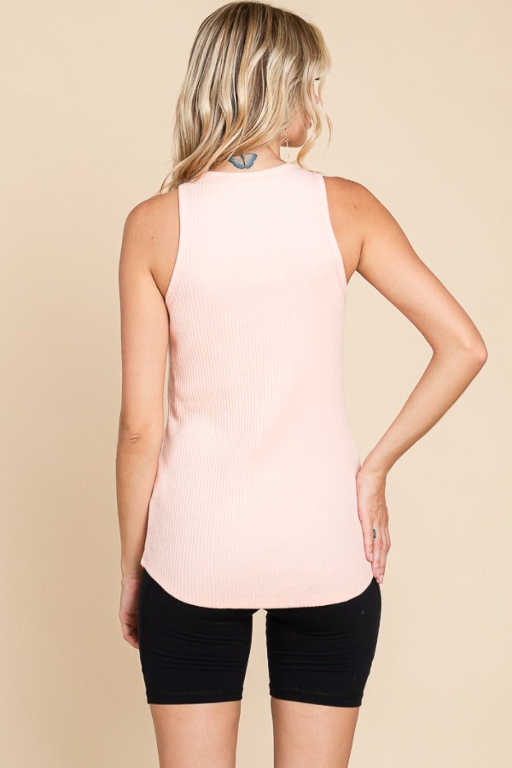 Ribbed Crew Neck Tank in Tropical PeachTankCulture Code