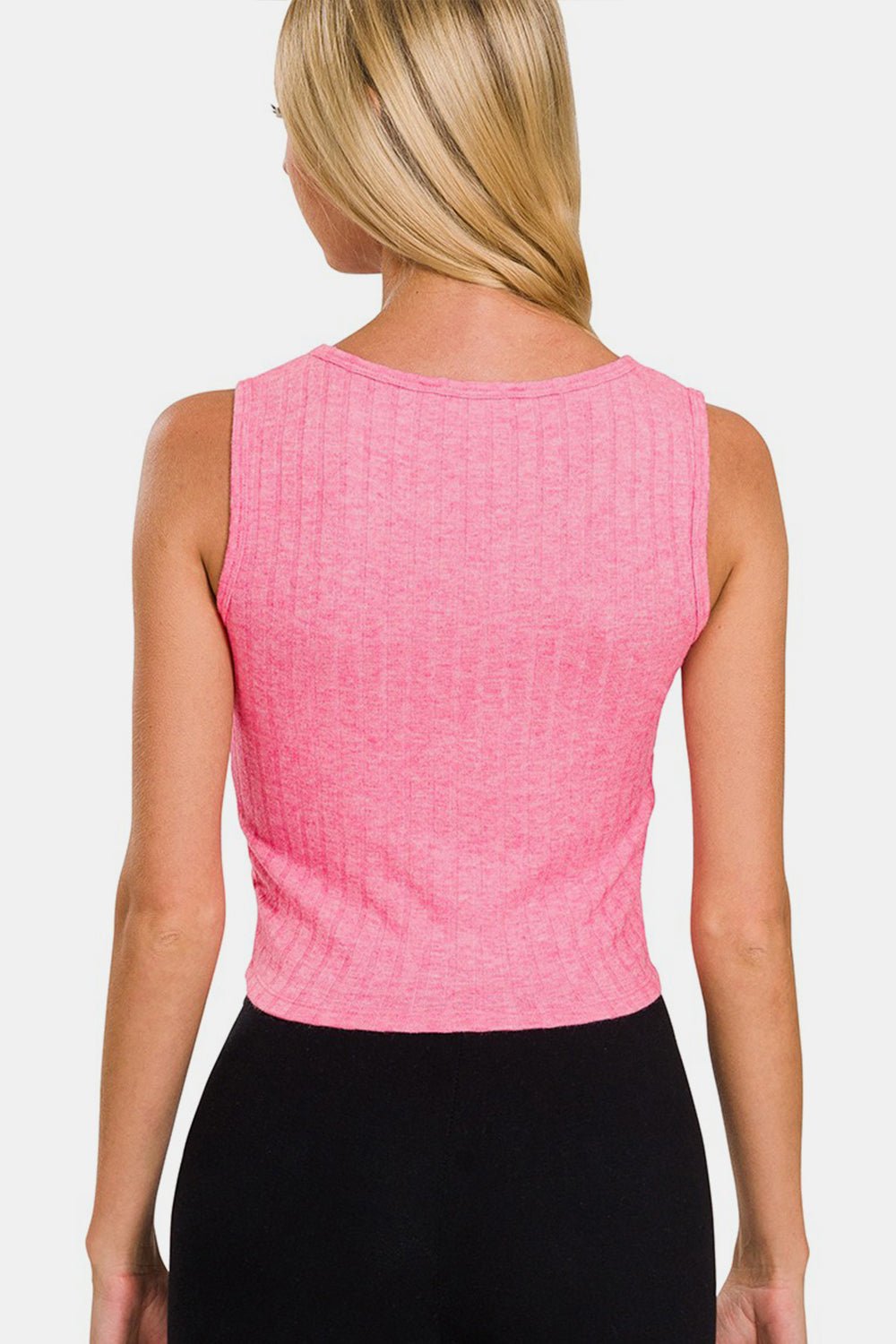 Ribbed Cropped Tank in FuchsiaTankZenana