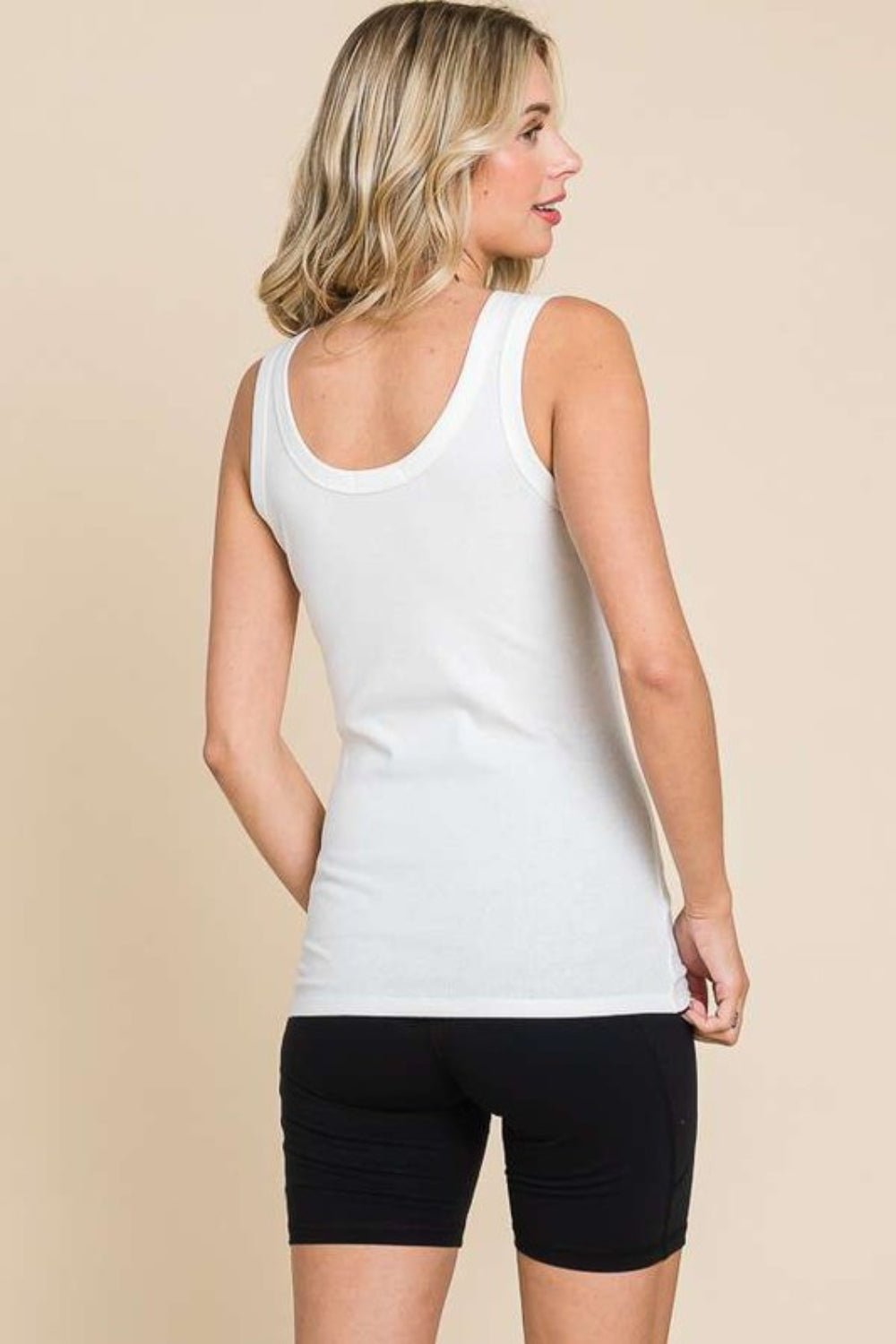 Ribbed Scoop Neck Tank in Soft WhiteTankCulture Code