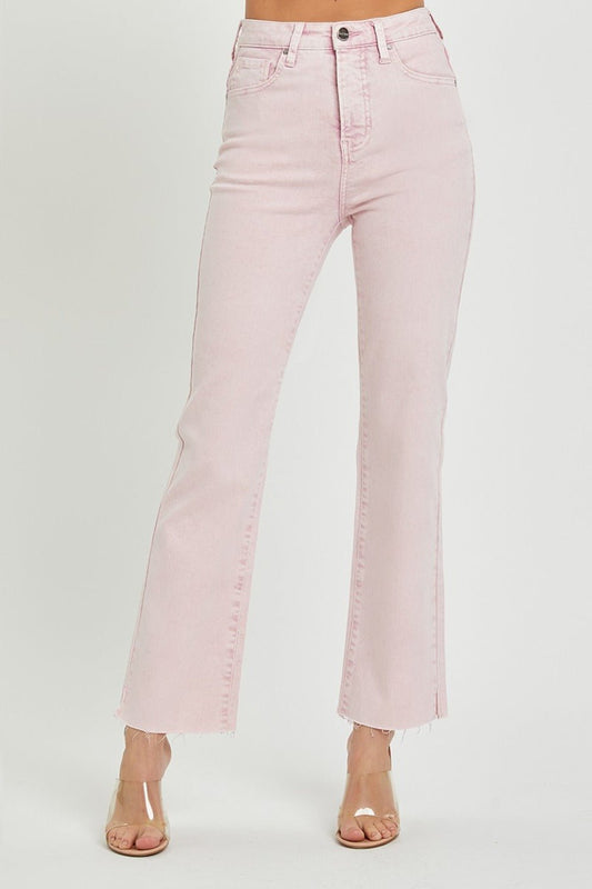 RISEN - Acid Pink High Rise Tummy Control Straight Leg Jeans