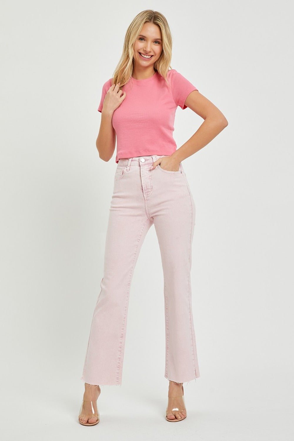 RISEN - Acid Pink High Rise Tummy Control Straight Leg Jeans