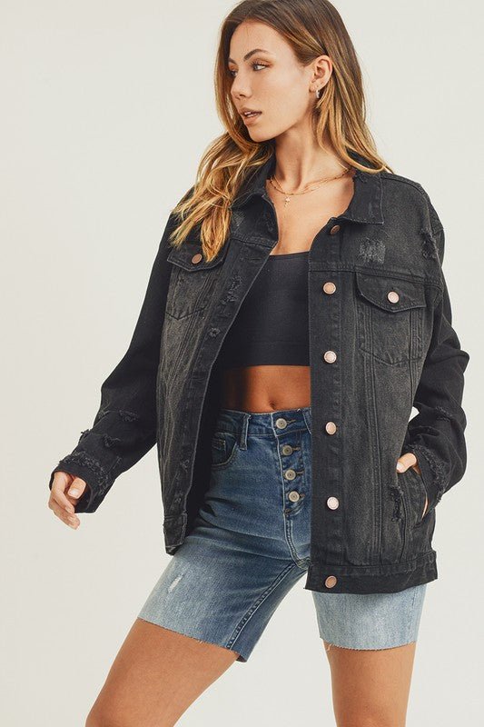 RISEN - Black Distressed Denim Jacket