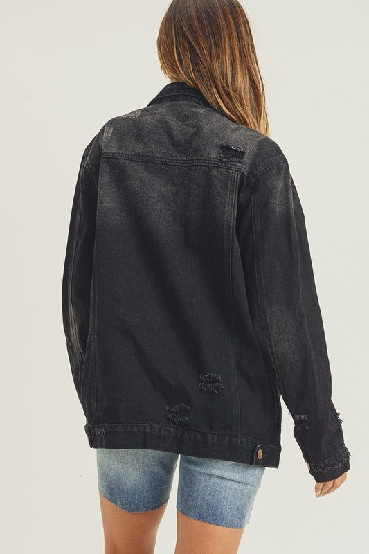 RISEN - Black Distressed Denim Jacket