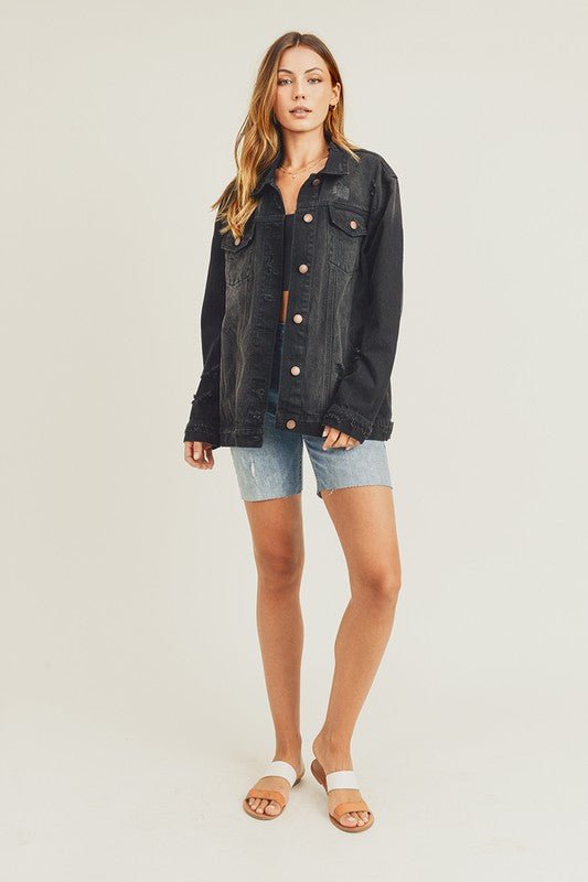 RISEN - Black Distressed Denim Jacket